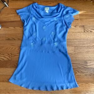 KARIN STEVENS Layered A-Line Flower Apliques Periwinkle Dress Women’s 18W Petite